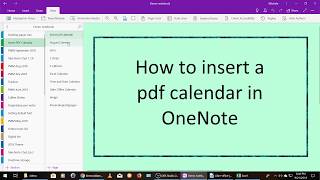 Create and Insert a PDF Calendar into OneNote
