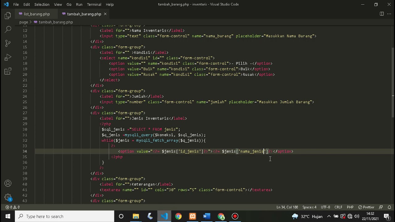 8. Membuat CRUD DAFTAR INVENTARIS - #UKK #UJILEVEL #RPL