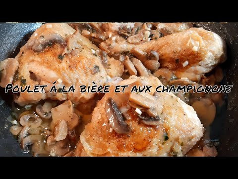 Poulet à la bière et aux champignons - chicken in beer with mushroom