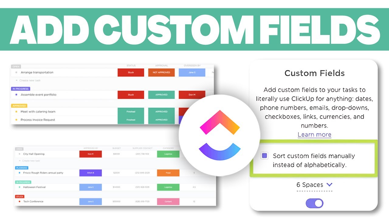 Adding Custom Fields inside ClickUp