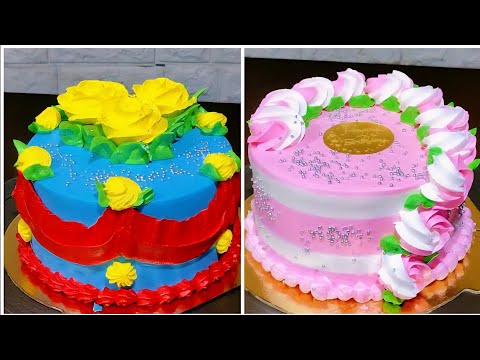 Quick & Easy Cake Decorating Technique Compilation | Most Satisfying vannila cake Recipe