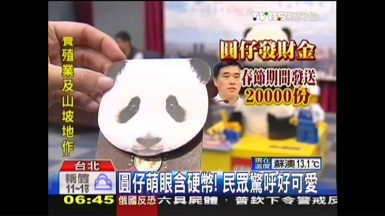 圓仔萌眼含硬幣! 民眾驚呼好可愛