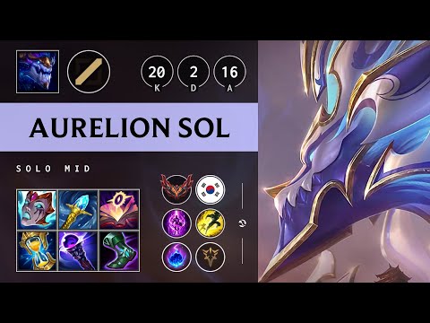 Aurelion Sol Mid vs Galio: Triple Kill, Legendary - KR Grandmaster Patch 14.20