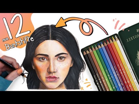 PORTRAIT ZEICHNEN mit nur 12 BUNTSTIFTEN (Polychromos)! - Schritt für Schritt Gesicht Tutorial