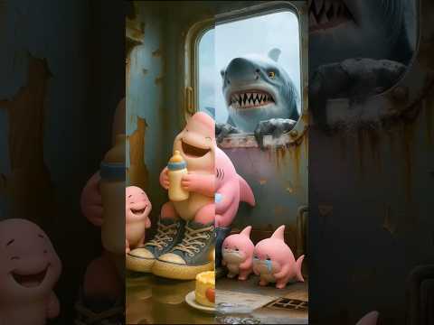 😱 Monster Shark at the Window! Baby Sharks Cry for Safety 💔🍼 #shark #whale #ocean #shorts
