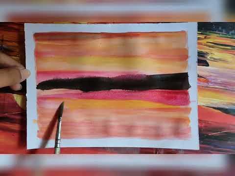 #Nature😊  #sunset🌅 #Try_my_best 😊 #water_colour #viral