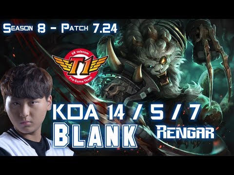 SKT T1 Blank RENGAR vs JARVAN IV Jungle - Patch 7.24 KR Ranked