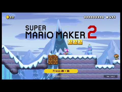 Super Mario Maker 2  - Title Screen "SMBU - Snow" with 483s
