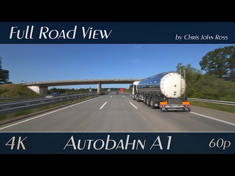Autobahn (A1), Germany: RP Hatzte - Elsdorf - Bockel - Stuckenborstel - RS Grundbergsee - 4K UHD