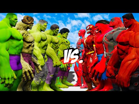 TEAM RED HULK VS TEAM GREEN HULK - EPIC SUPERHEROES WAR