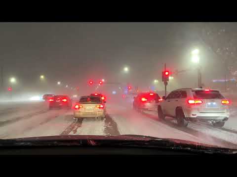 Driving through a Crazy Blizzard in Fargo: A Scary Experience! Hear the Sound of Wind