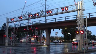 Railroad Crossing&#39;s With Double Overhead Cantilevers Towers On One Side Compilation [4K]
