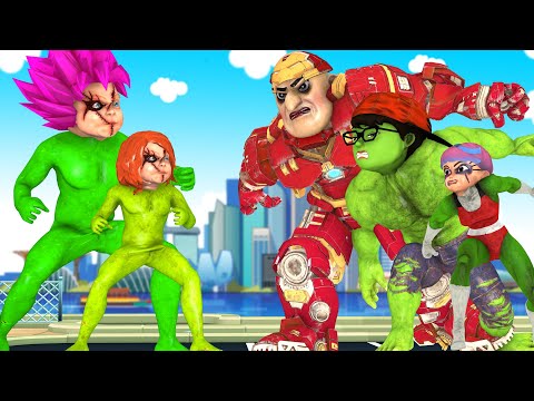 Team Super Hero Nickhulk vs Alien Chucky Team - Scary Teacher 3D Protect City
