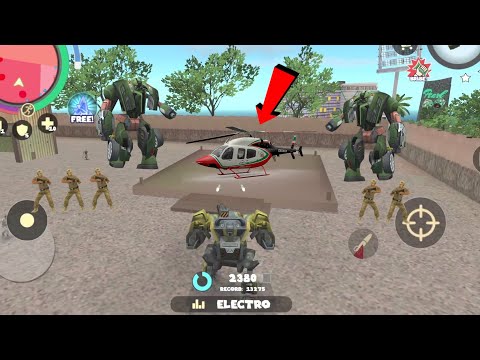 Rope Hero: Vice Town (Assault Robot Machine Destroy Army Helicopter) Boom Bam on Helipad - HD