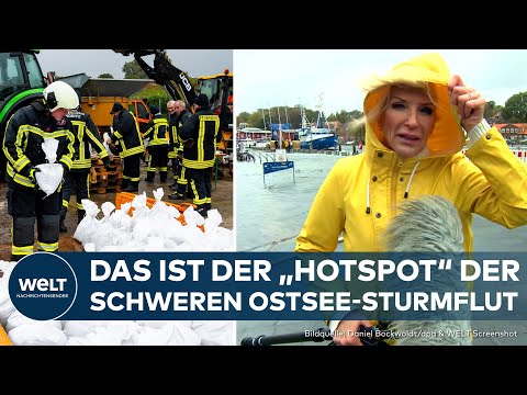 STURMFLUT PEITSCHT AN OSTSEEKÜSTEN: Städte unter Wasser - Schleswig-Holstein und Dänemark betroffen
