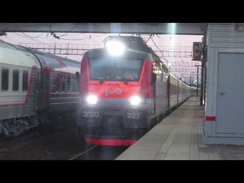 Электровоз ЭП20-023 с поездом№108М Брянск-Москва станция Бекасово-1 2.05.2019