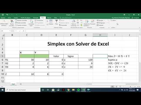 Método Simplex utilizando Solver de Excel