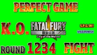 Fatal Fury City of the Wolves green screen: Rounds, KO, Wins, Perfect, Timeout, Draw, S.P.G.