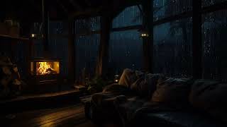 Fireplace Comfort on a Rainy Cabin Night | Peaceful Sounds to Sleep and Unwind