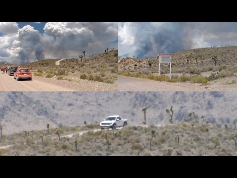 Area 51 Front (Line) Gate Visited and Filmed During Big Fire Smoke - FindingUFO Video