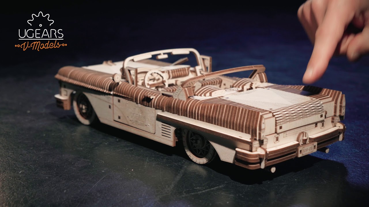 Ugears 3D dřevěné mechanické puzzle VM-05 Auto (50's convertible)