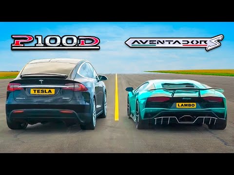 Lamborghini Aventador vs Tesla Model X - DRAG & ROLLING RACE - Can an EV SUV beat a supercar[PART.1]