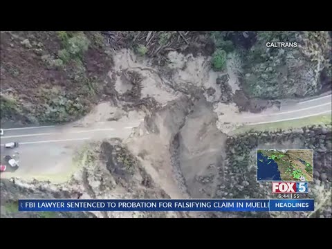Drone Video Shows Highway 1 Washed Away By Storm