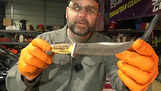 Rusty Old Hand Made Knife Restoration....WITH CHEAP HARBOR FREIGHT TOOLS!!!