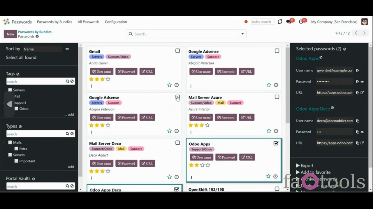 Odoo Password Manager v18 by faOtools overview