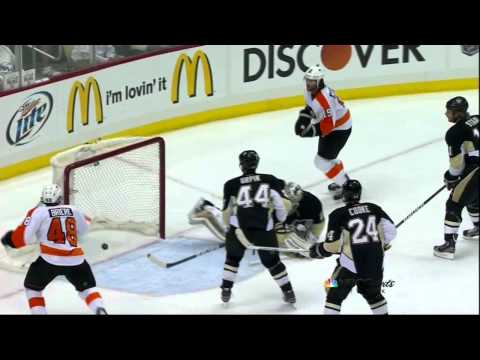 Scott Hartnell PPG goal. Philadelphia Flyers vs Pittsburgh Penguins 4/20/12 NHL Hockey