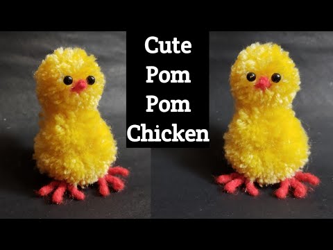 Super Easy Pom Pom Chicken Making idea With Fingers / DIY Pom Pom Chicken / How To Make Yarn Chicken