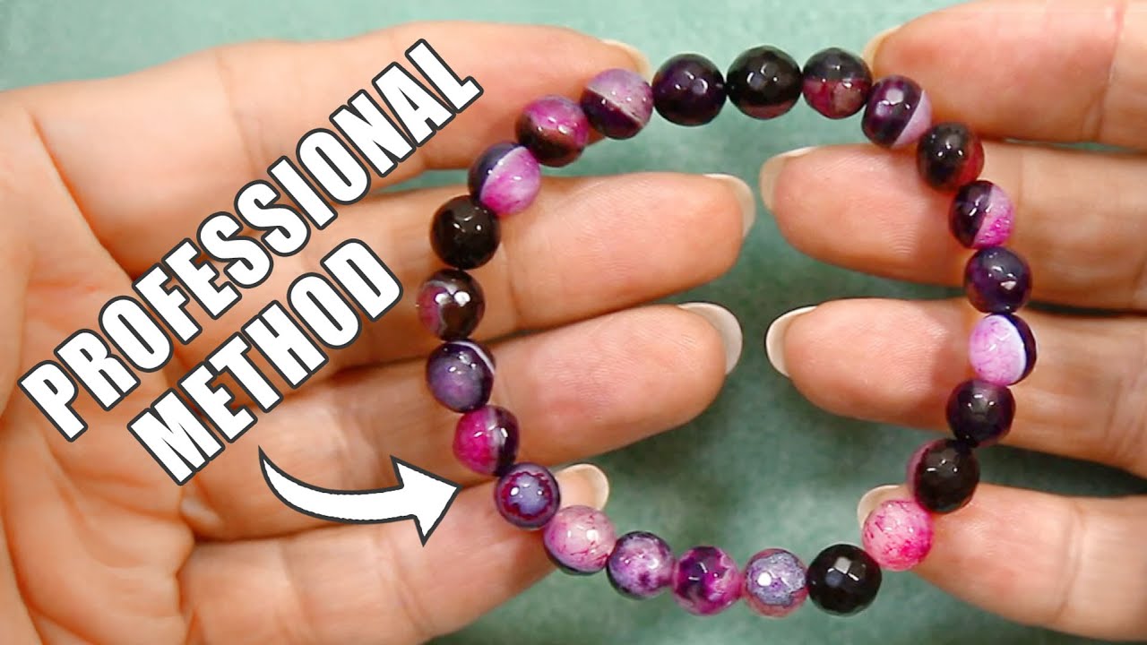 How To Make A Beaded Elastic Bracelet - No Glue, Professional Method - Easy DIY jewelry tutorial