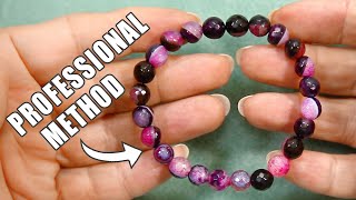 How To Make A Beaded Elastic Bracelet - No Glue, Professional Method - Easy DIY jewelry tutorial