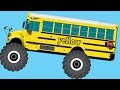 Monster Truck School Buses Teaching Colors Crushing Words Learning Basic Colours Video For Kids
