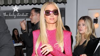 Paris Hilton Leaving A Pre Oscars Party In Tight Pink Dress