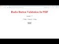 Radio Button validation in php php Rad Radio Button validation in php php Rad