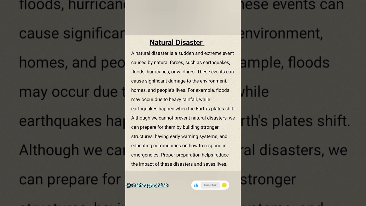 Natural Disaster | Paragraph Writing | The Paragraph Lab |