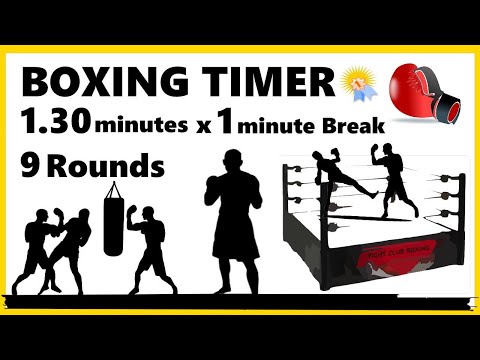 🥊Boxing round Timer 1:30 minutes x 1 min 9 round   Temporizador de Boxeo online