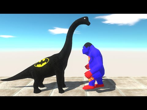 BATMAN BRACHIOSAURUS vs SUPERMAN GORO DEATH FALL - Animal Revolt Battle Simulator