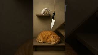 A Split-Second Away from Disaster ⏳🔪 #cat #kitten #trap #cute #funny #cutecat #shorts