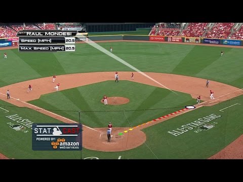 WLD@USA: Statcast on Mondesi's speed on infield hit