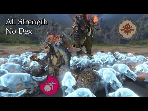 Mammoths and Dogs Carry Throgg. -Total War Warhammer 3