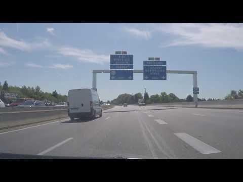 France by Autoroute - Orange - A7 south A9 junction and J21 and 22