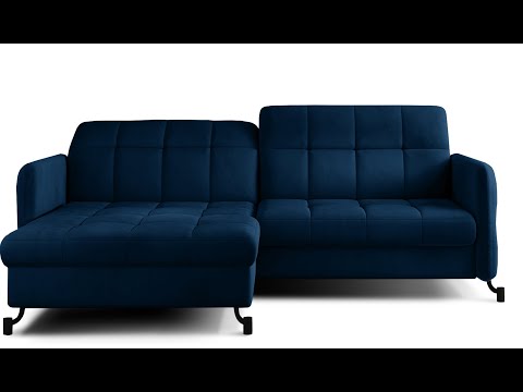 Canapé d'angle convertible velours avec coffre de rangement LORI