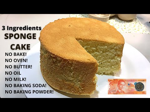 30 PESOS CAKE WITHOUT OVEN | 3 Ingredient Sponge Cake Recipe NO BAKE | No Milk No Baking Powder