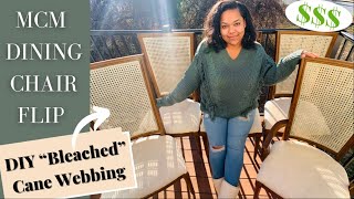 FLIPPING MID CENTURY DINING CHAIRS FOR PROFIT + PAINTING RATTAN CANE WEBBING | MELANADE BEAUTY