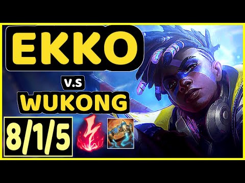 KIKIS (EKKO) vs WUKONG - 8/1/5 KDA JUNGLE GAMEPLAY - EUW Ranked DIAMOND