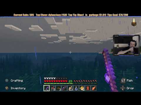 Minecraft "Chill Stream" Feb. 5, 2019 pt2 - Fishing Fun, Staircase Completion and HOPPERS!