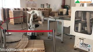 Ứng dung robot vào sản xuất gỗ, Robot gắp phôi thay thế công nhân.