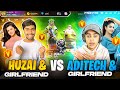 V Badge Youtuber Couple Challenge 😱 Aditech & Gf Vs Huzai & Gf 💖 - Garena Free Fire